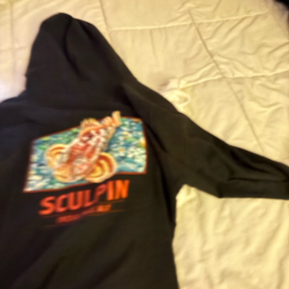 Black Zip-Up Hoodie with Red Logo - Picture 3 of 3
